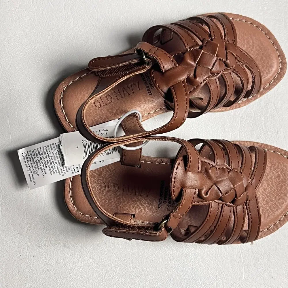 Old Navy Toddler Girl Braided Brown Strappy Sandals Sz 7